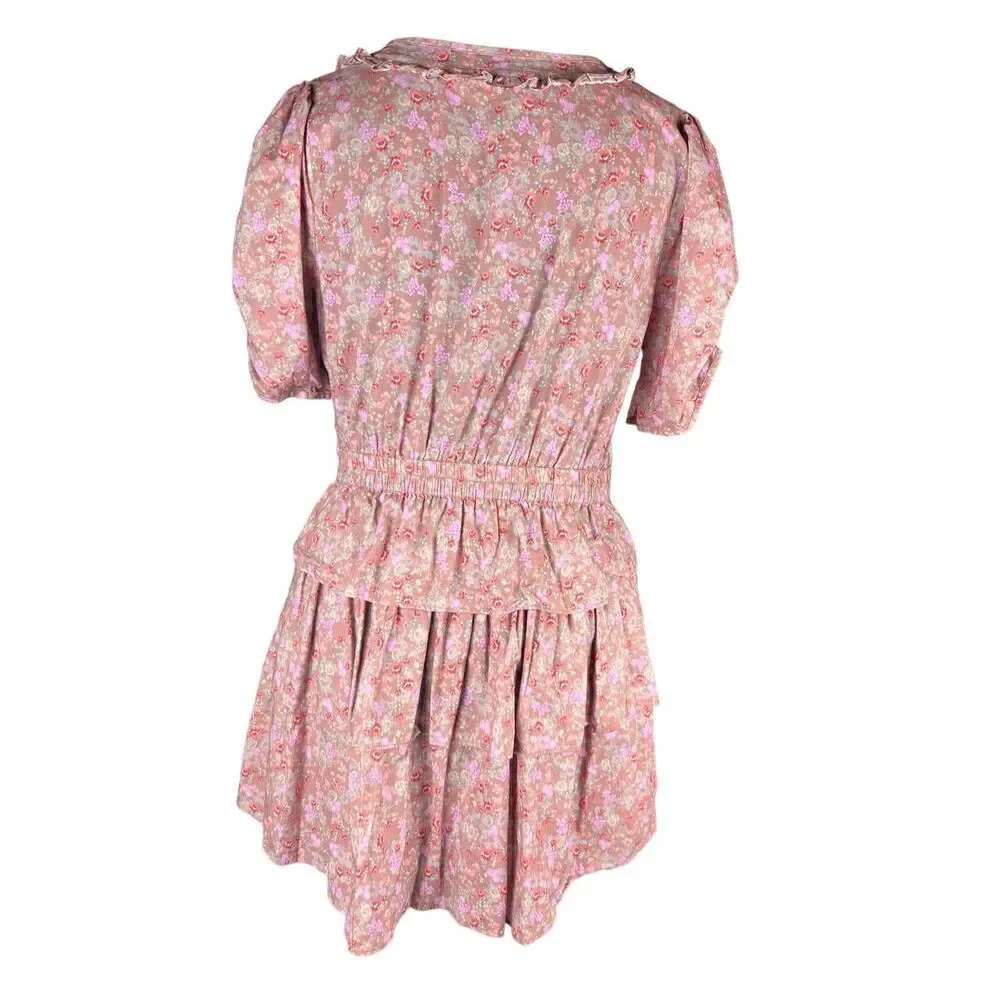 Loveshackfancy Roth mini warm taupe sienna floral ruffle  XL